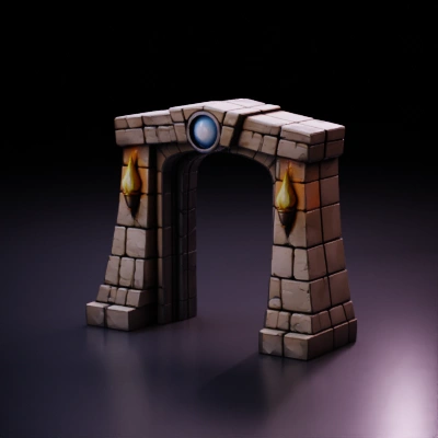 AI Stone archway with torches and orb. 3Dモデル | sadbeewが作成したリアルなStone ...