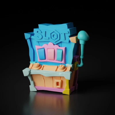 AI A wooden slot machine. sharp edges, simple geometry, game-ready. 3D ...