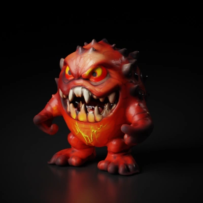 AI Round monster with large mouth and big eyes. 3D Models | Realistic ...