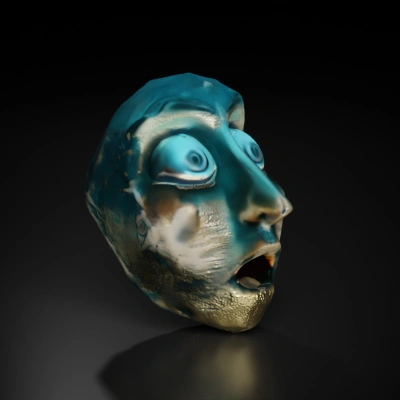 AI Distorted humanoid face, wide eyes, gaping mouth. 3D Models ...